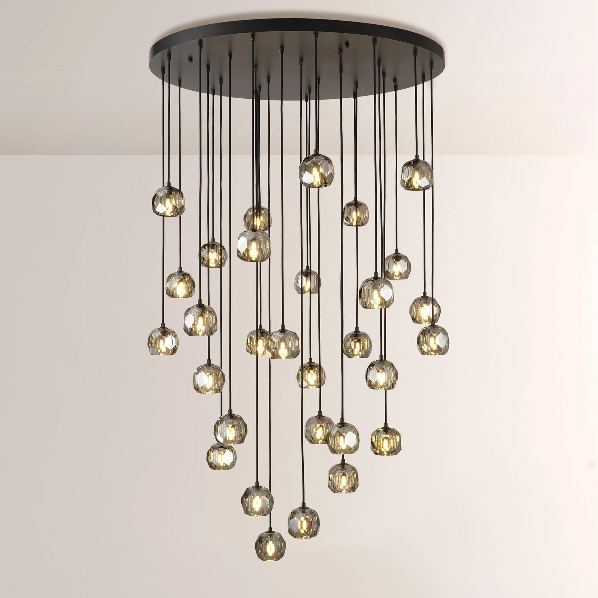 Lumerae 40 Inch Globe Smoked Crystal Cascading Chandelier