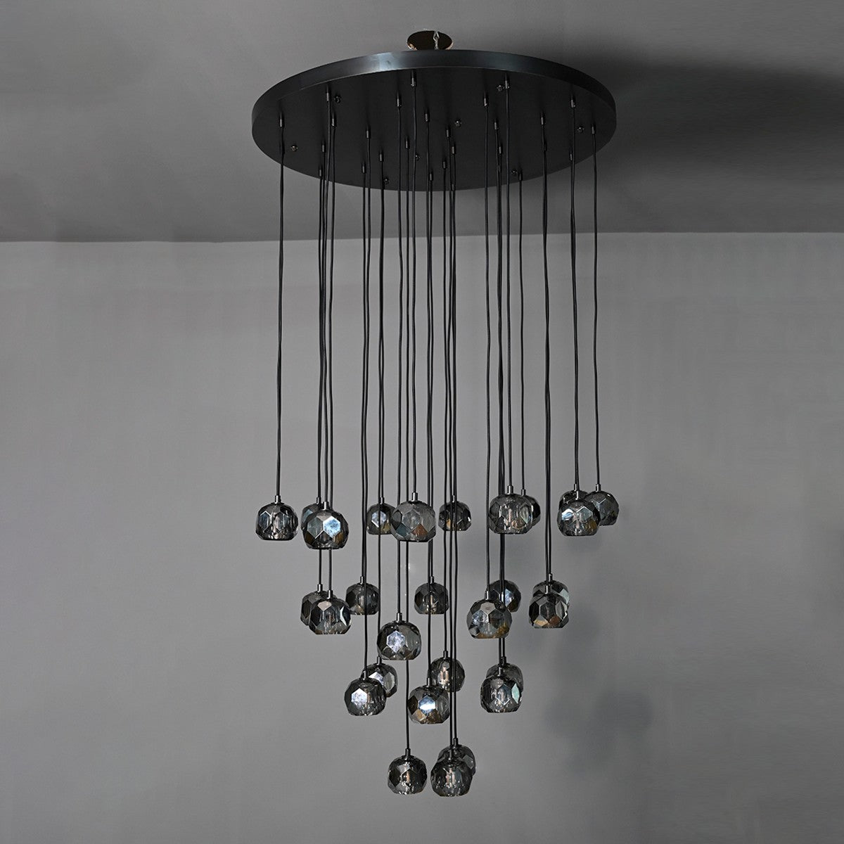 Lumerae 30 Inch Globe Smoked Crystal Cascading Chandelier