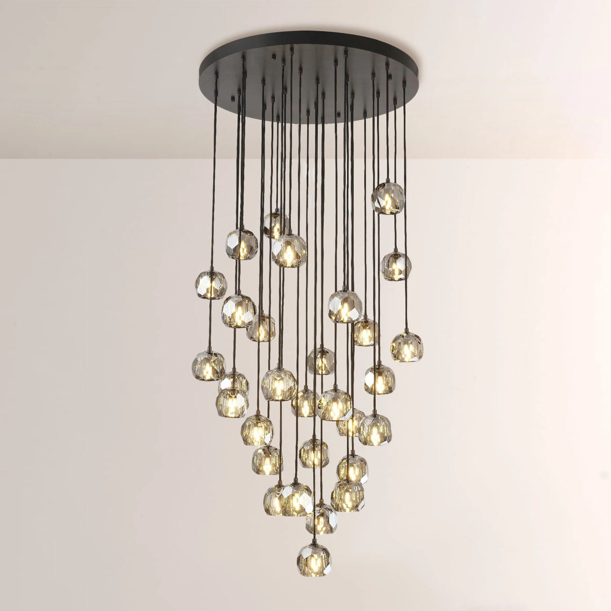 Lumerae 30 Inch Globe Smoked Crystal Cascading Chandelier
