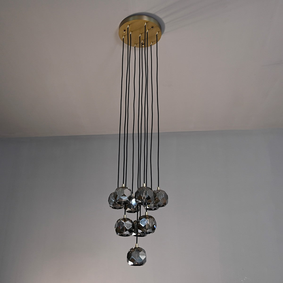 Lumerae 14 Inch Globe Smoked Crystal Cascading Chandelier