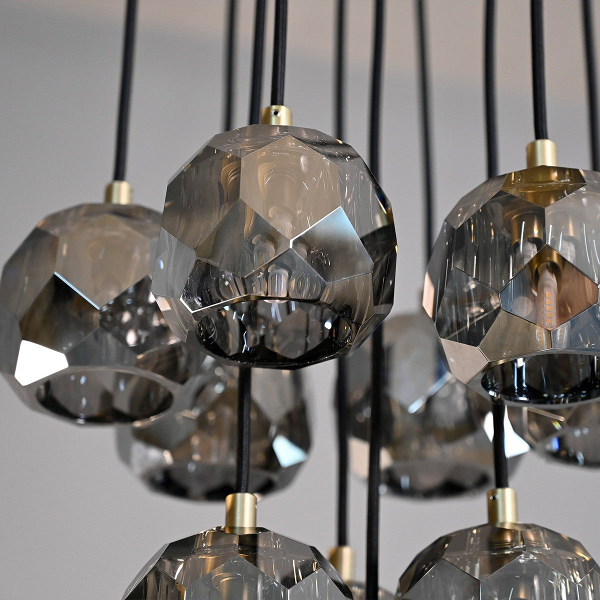 Lumerae 14 Inch Globe Smoked Crystal Cascading Chandelier