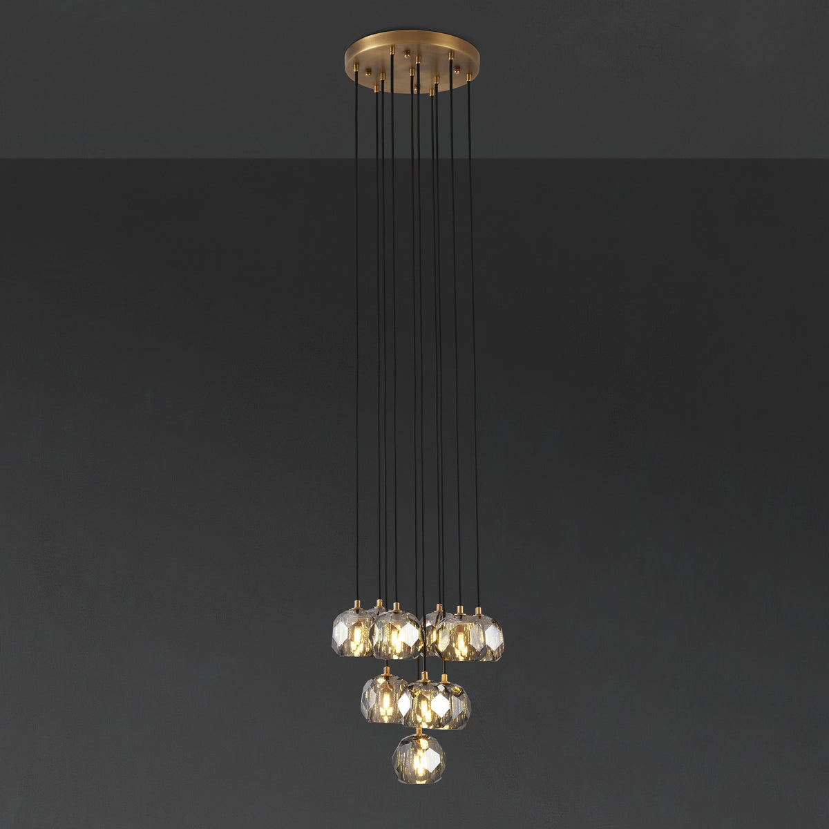 Lumerae 14 Inch Globe Smoked Crystal Cascading Chandelier