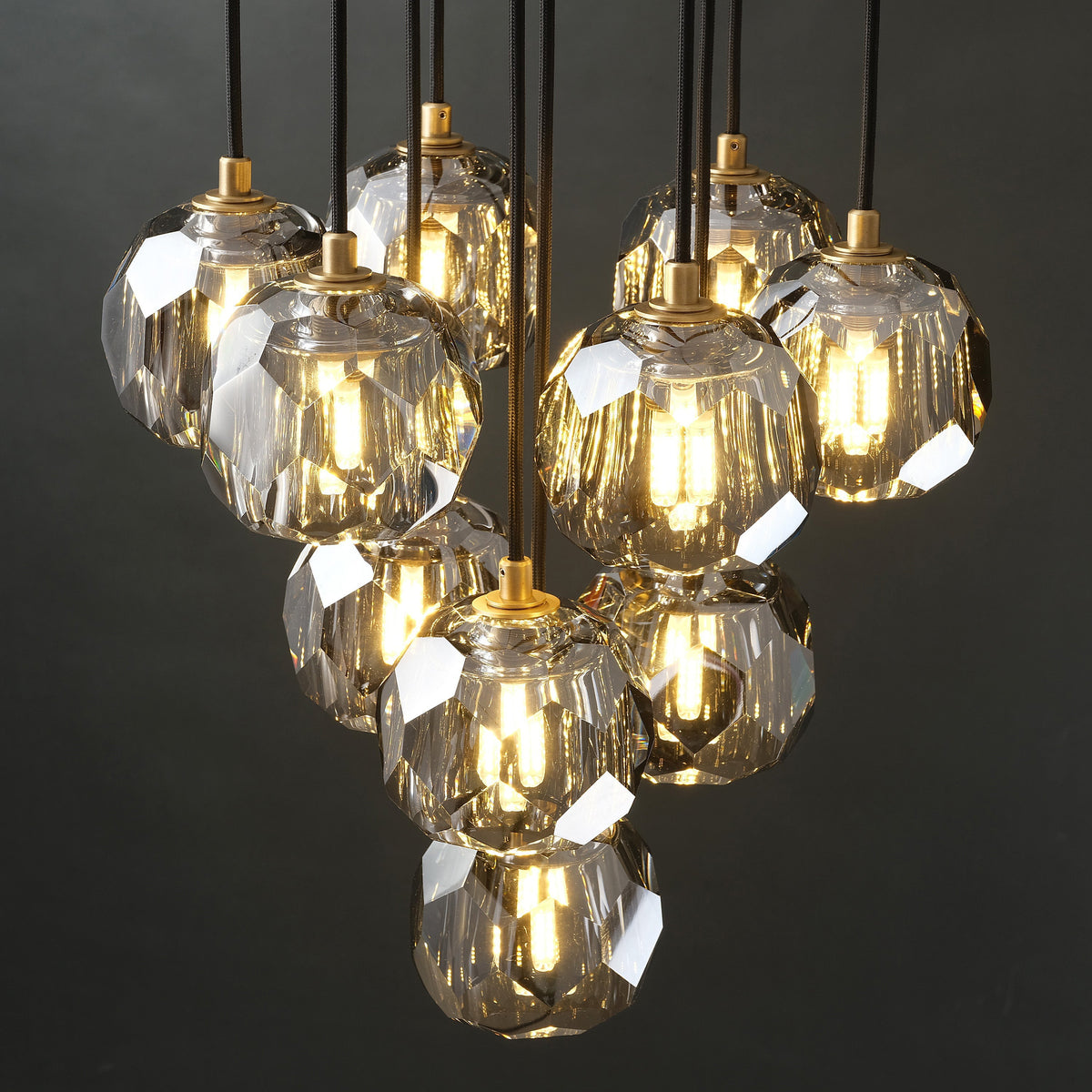 Lumerae 14 Inch Globe Smoked Crystal Cascading Chandelier