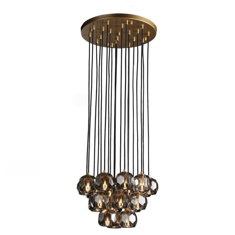 Lumerae 19 Inch Globe Smoked Crystal Cascading Chandelier