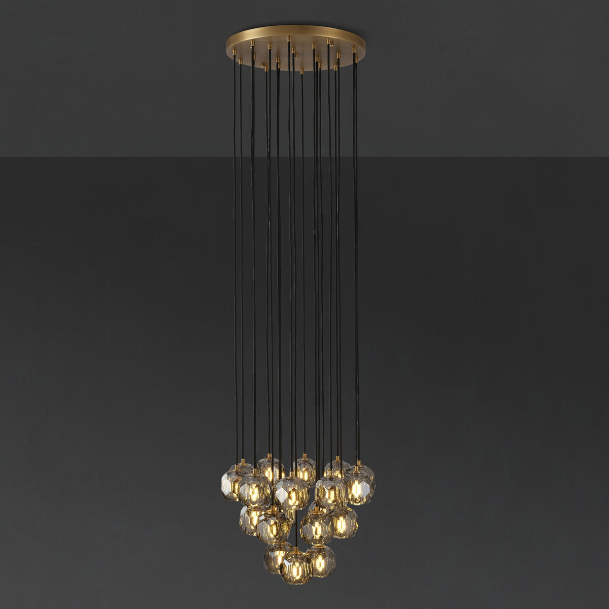 Lumerae 19 Inch Globe Smoked Crystal Cascading Chandelier