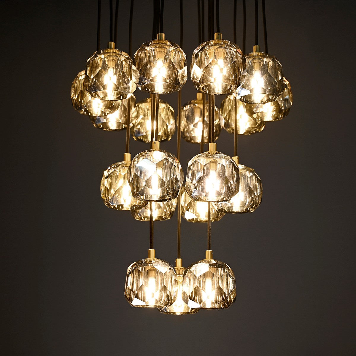 Lumerae 19 Inch Globe Smoked Crystal Cascading Chandelier