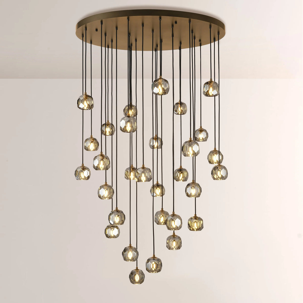 Lumerae 40 Inch Globe Smoked Crystal Cascading Chandelier
