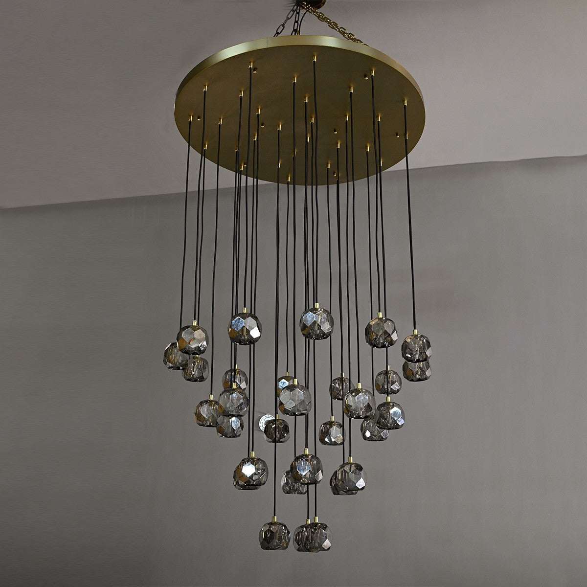 Lumerae 30 Inch Globe Smoked Crystal Cascading Chandelier