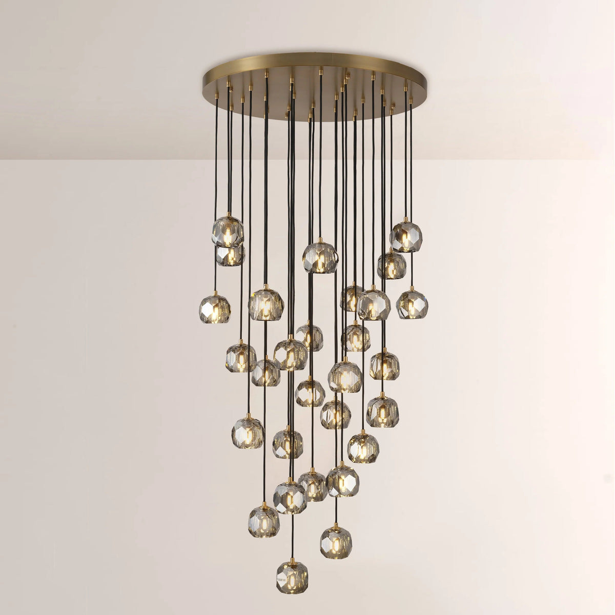 Lumerae 30 Inch Globe Smoked Crystal Cascading Chandelier