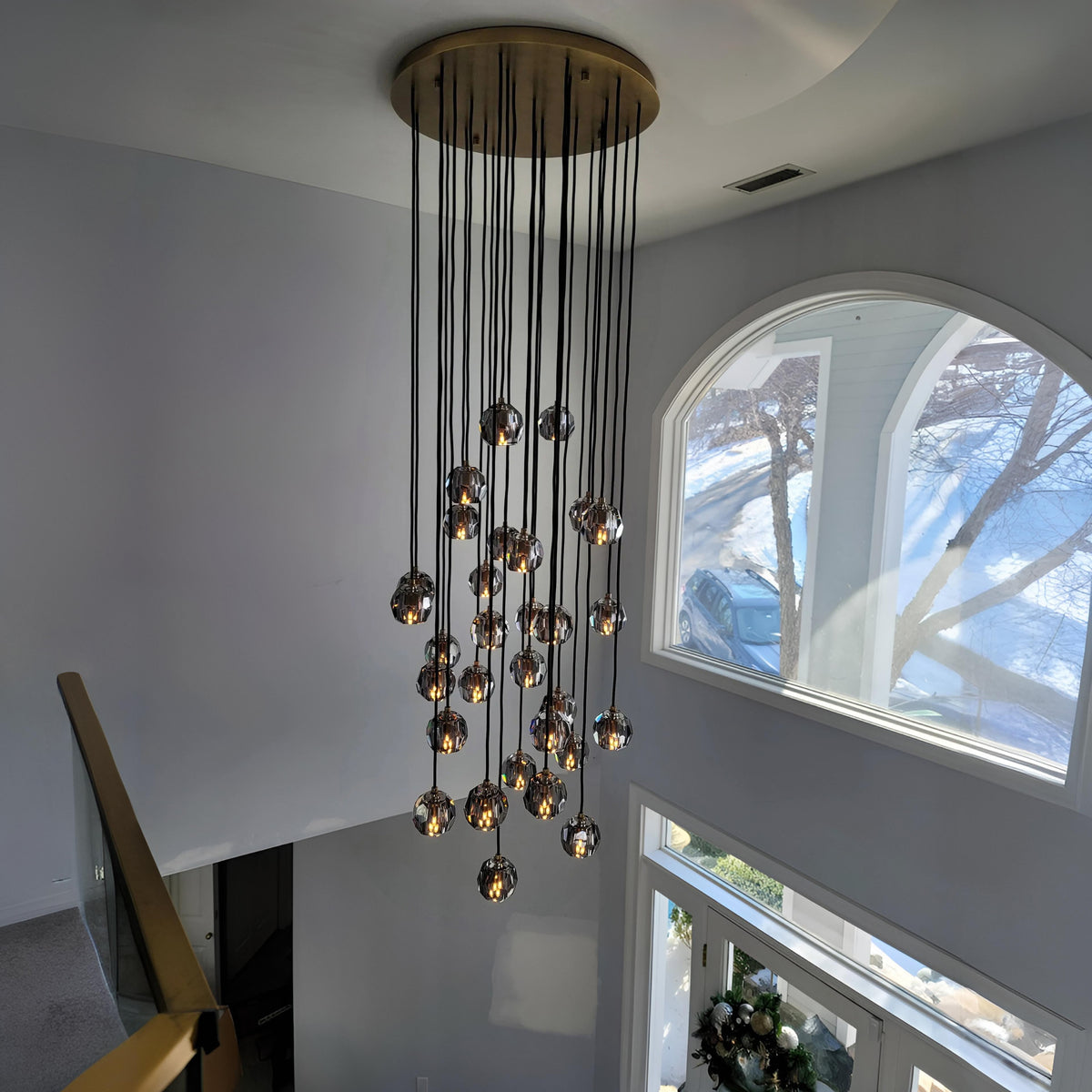 Lumerae 30 Inch Globe Smoked Crystal Cascading Chandelier