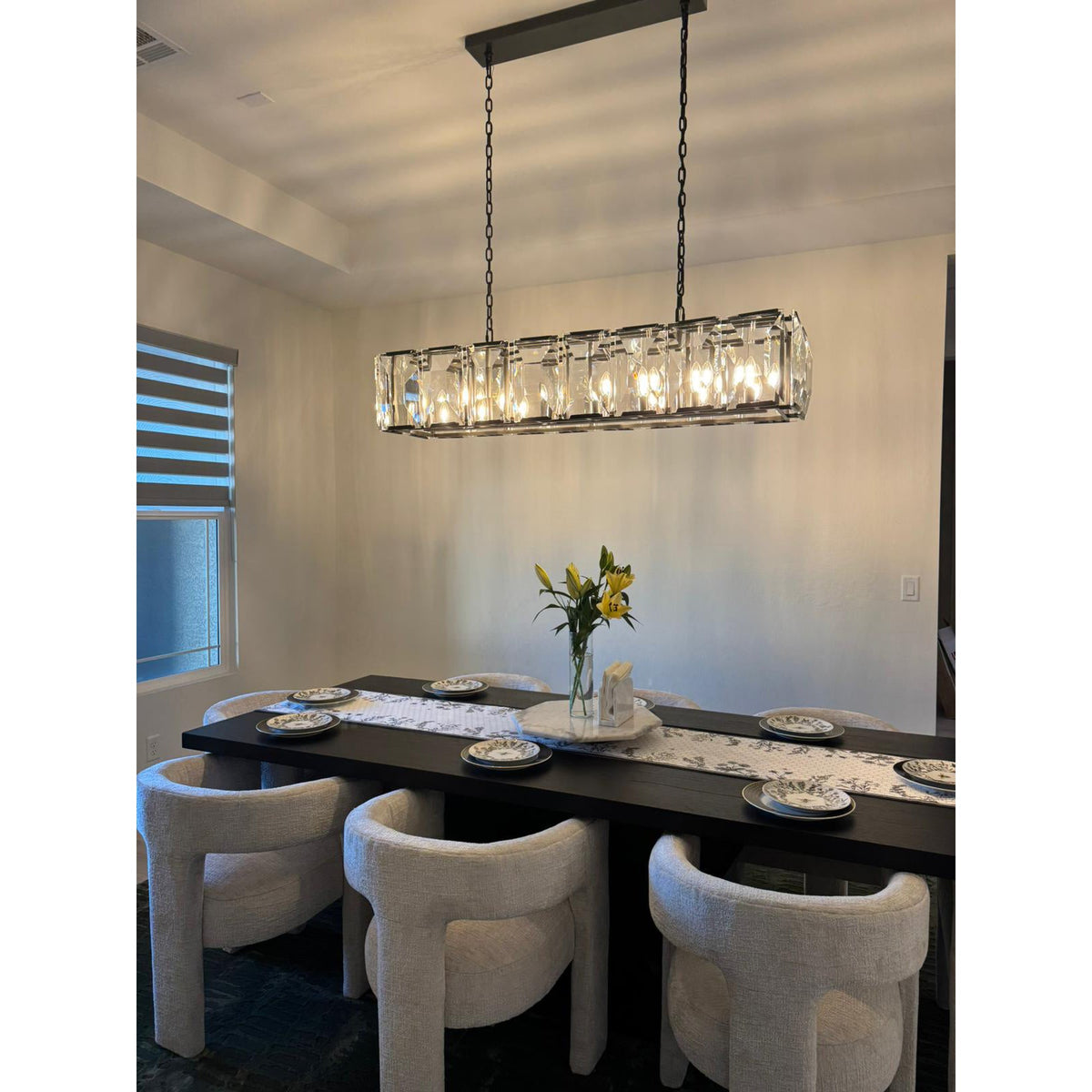 Norvain 54 Inch Crystal Rectangular Chandelier