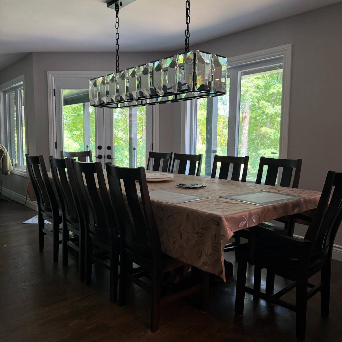 Norvain 60 Inch Crystal Rectangular Chandelier