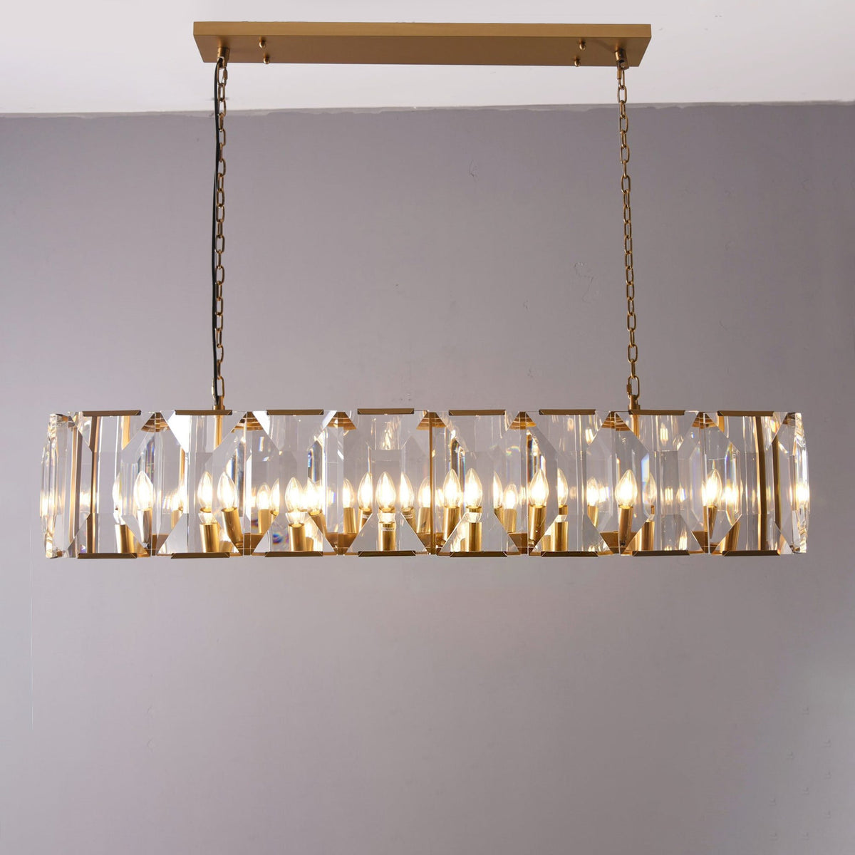 Norvain 54 Inch Crystal Rectangular Chandelier
