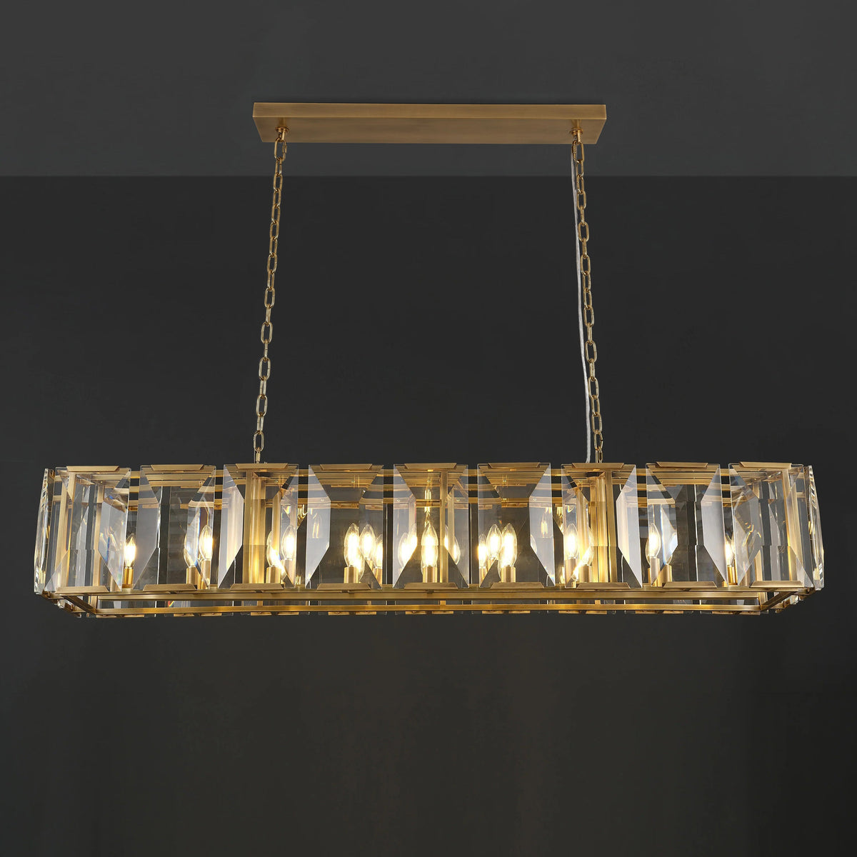 Norvain 60 Inch Crystal Rectangular Chandelier