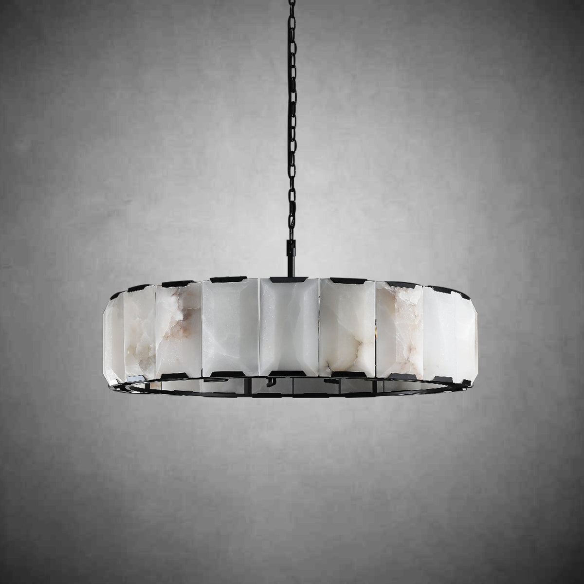 Norvain 43 Inch Alabaster Round Chandelier