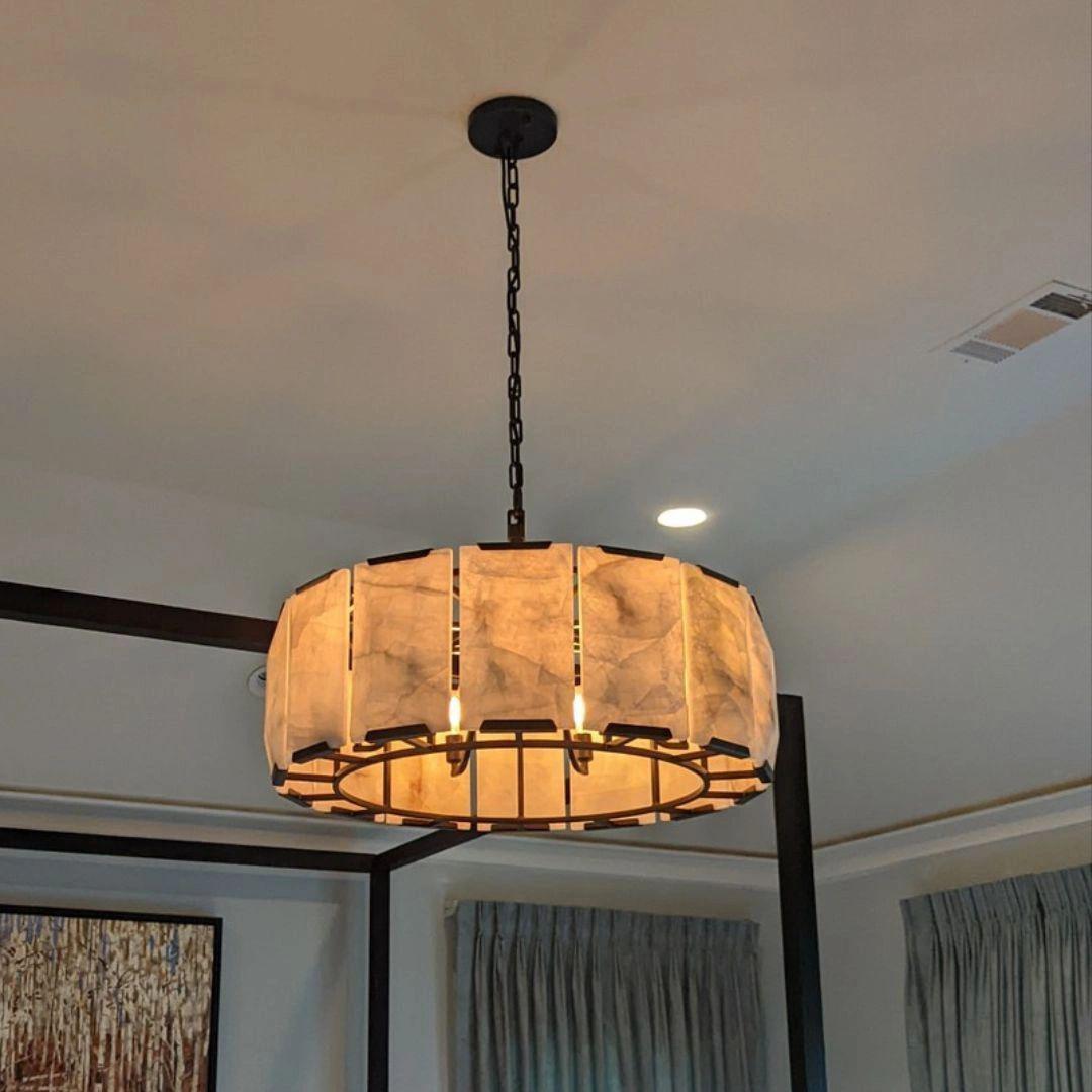 Norvain 31 Inch Alabaster Round Chandelier