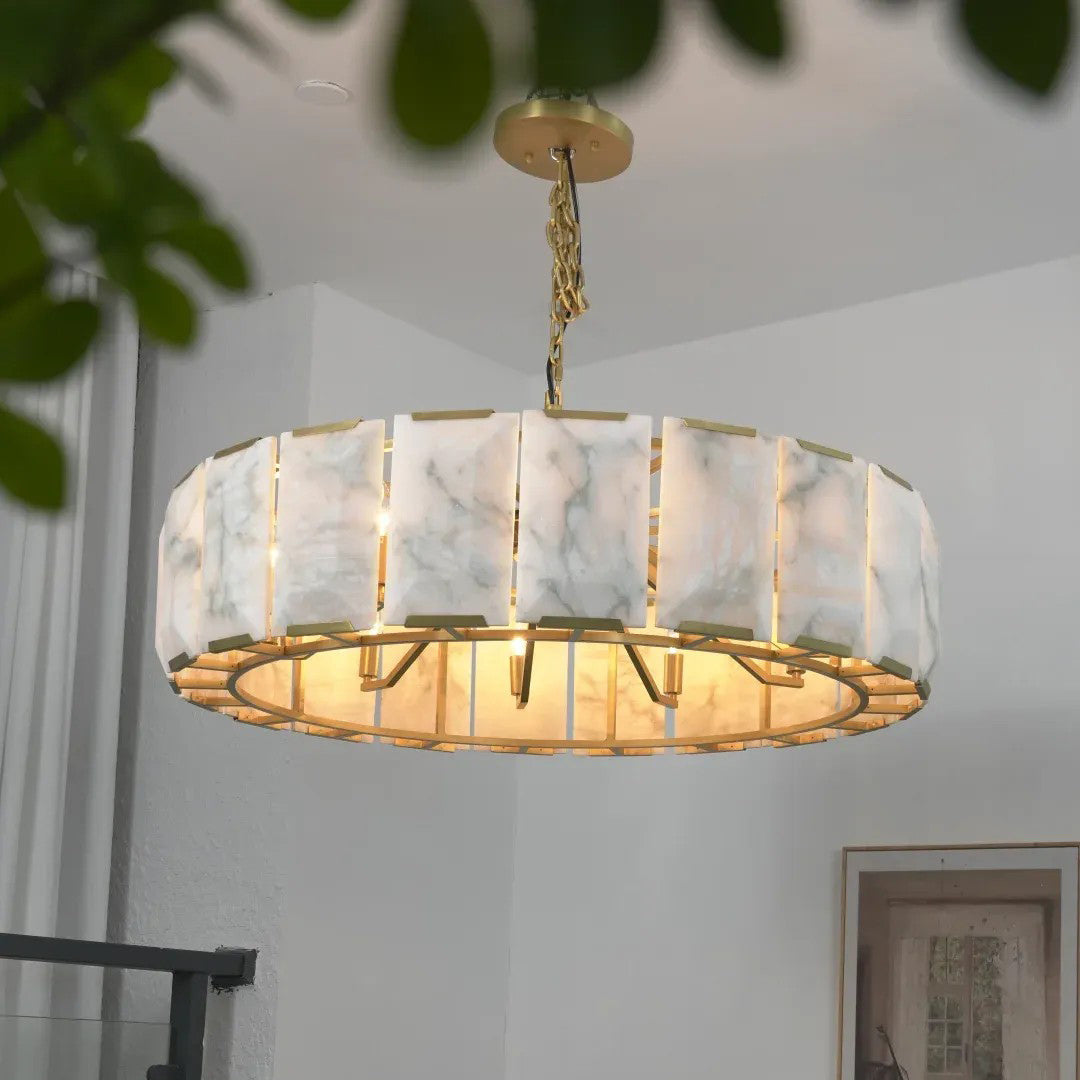 Norvain 43 Inch Alabaster Round Chandelier