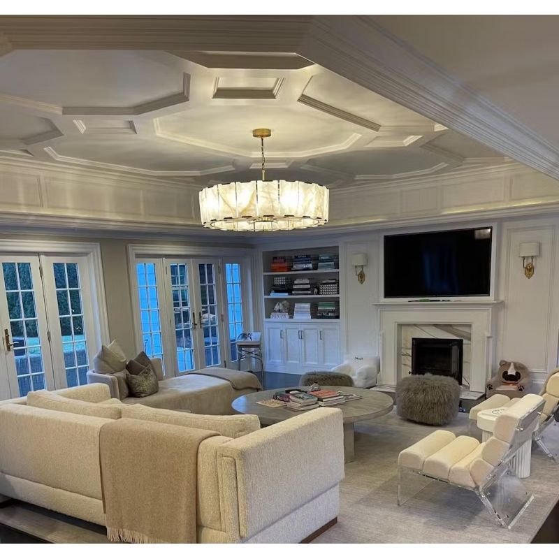Norvain 43 Inch Alabaster Round Chandelier