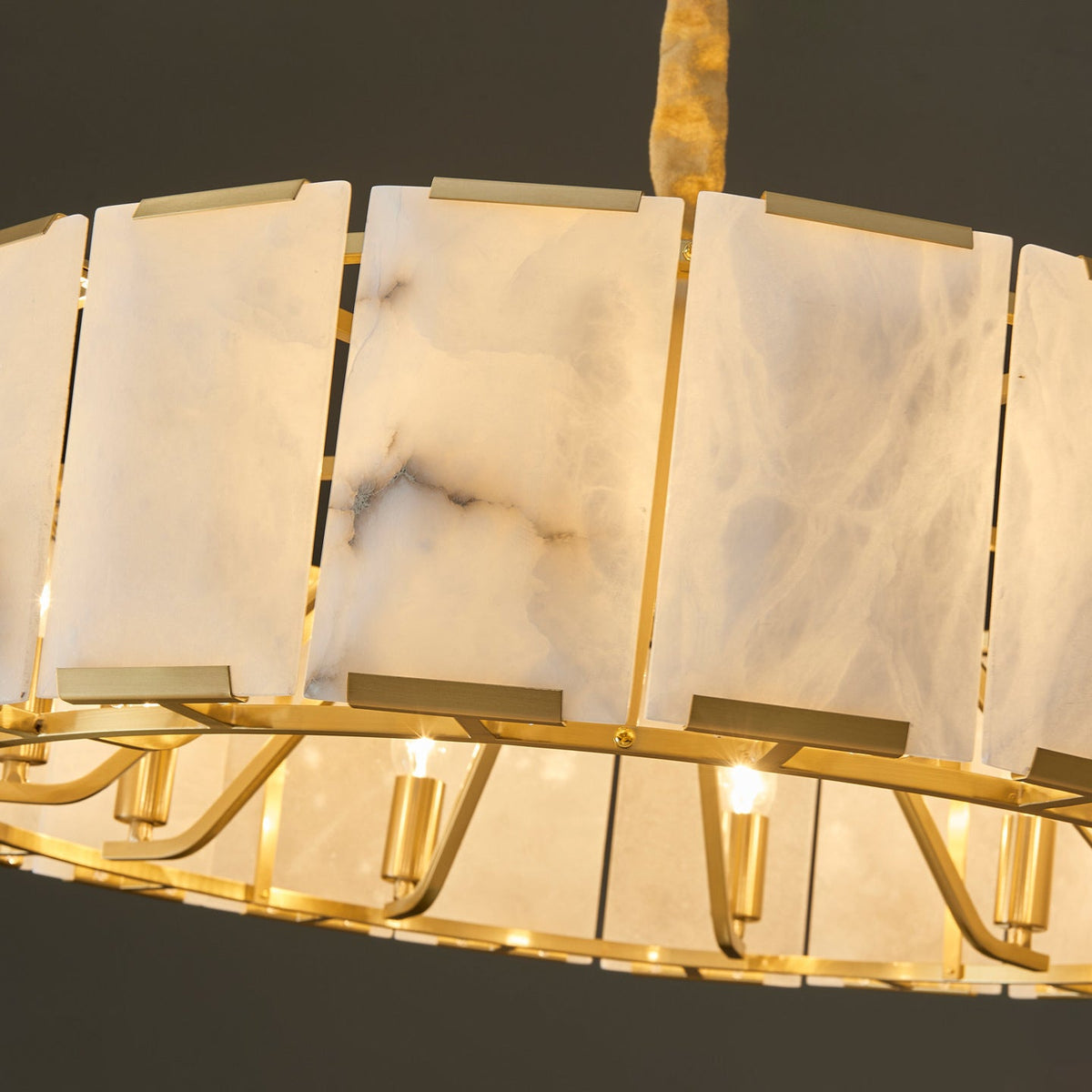 Norvain 43 Inch Alabaster Round Chandelier