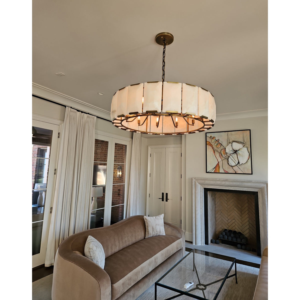 Norvain 43 Inch Alabaster Round Chandelier