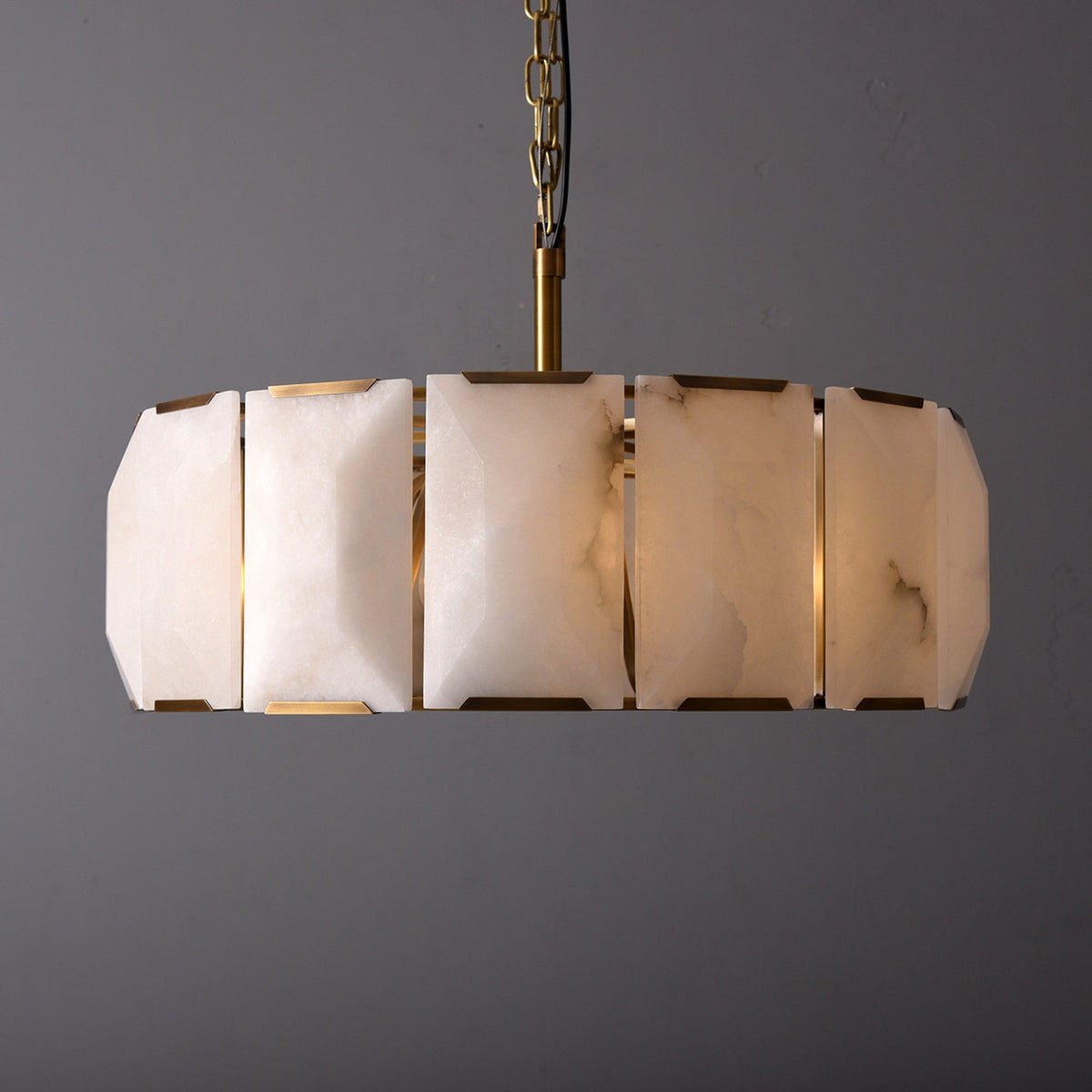 Norvain 31 Inch Alabaster Round Chandelier