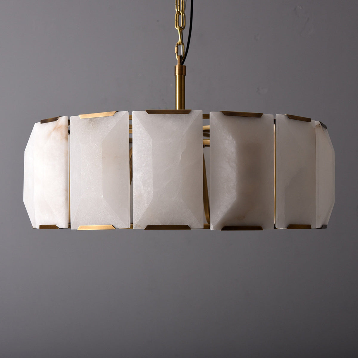 Norvain 31 Inch Alabaster Round Chandelier