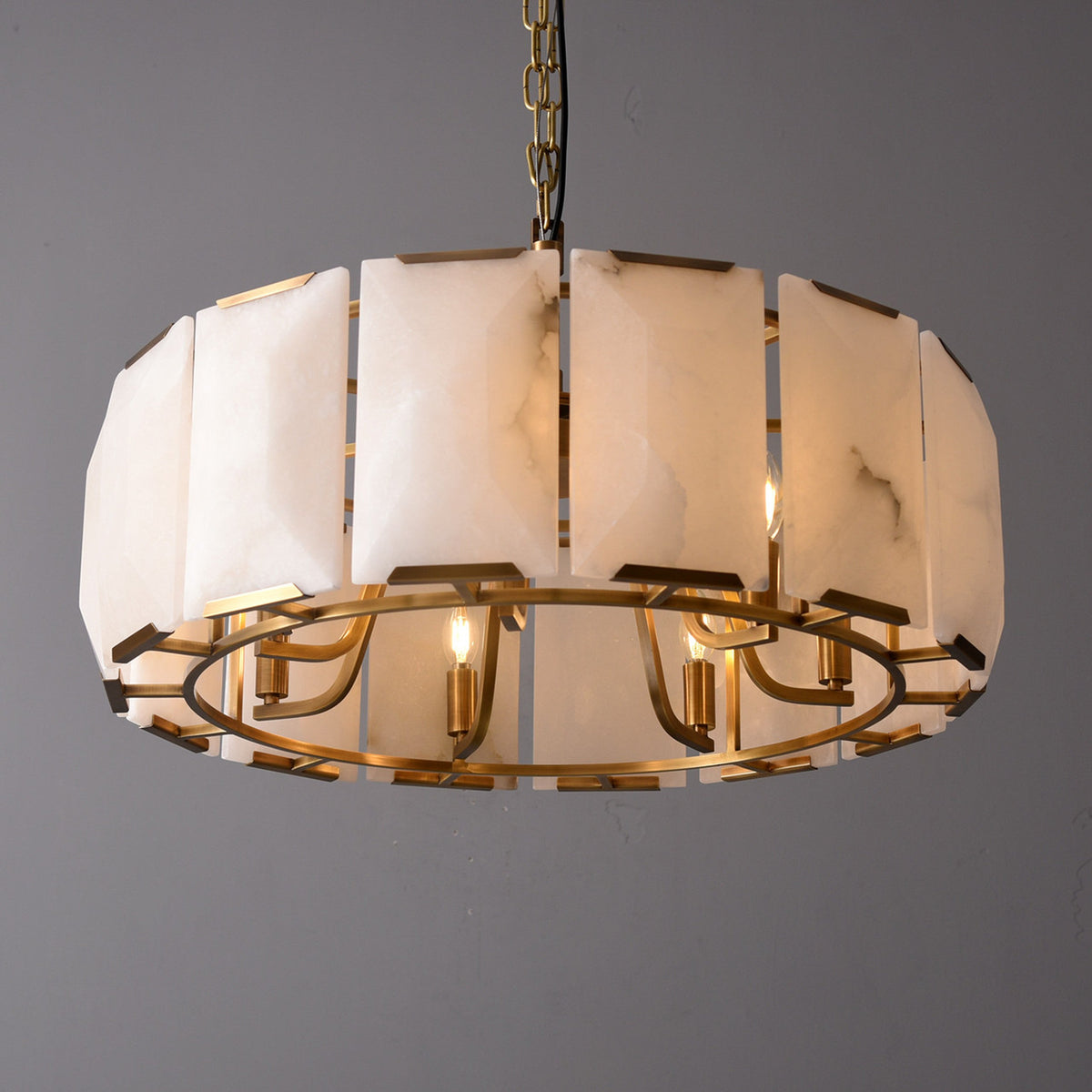 Norvain 31 Inch Alabaster Round Chandelier