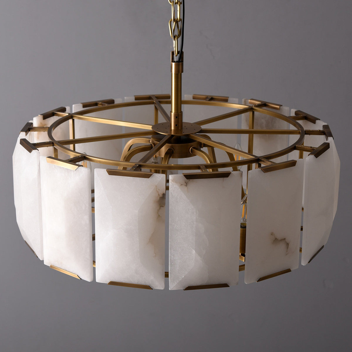 Norvain 31 Inch Alabaster Round Chandelier