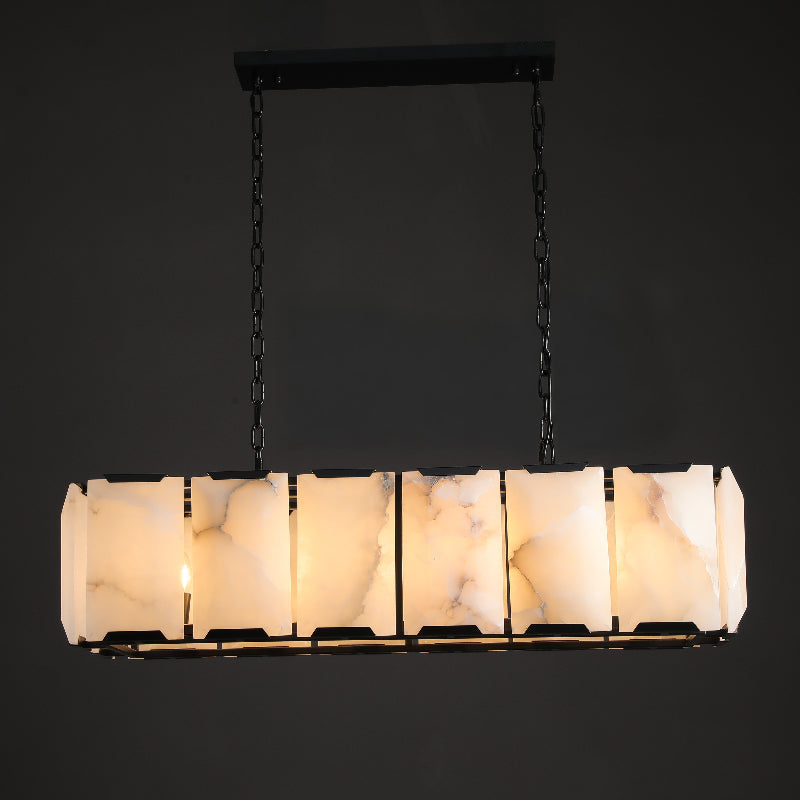 Norvain 42 Inch Alabaster Rectangular Chandelier