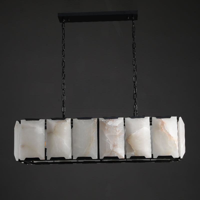 Norvain 42 Inch Alabaster Rectangular Chandelier