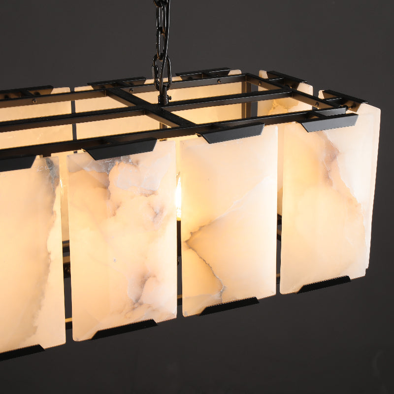 Norvain 42 Inch Alabaster Rectangular Chandelier