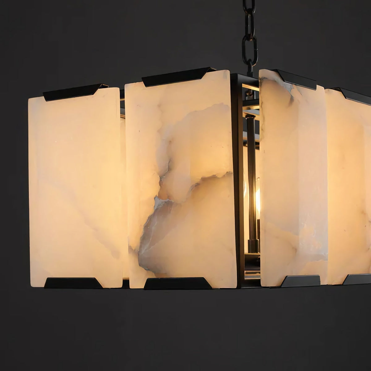 Norvain 54 Inch Alabaster Rectangular Chandelier