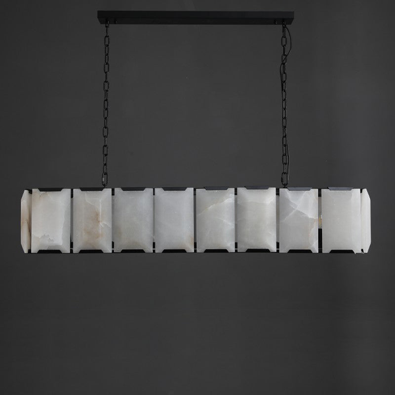 Norvain 54 Inch Alabaster Rectangular Chandelier