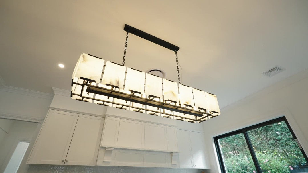Norvain 54 Inch Alabaster Rectangular Chandelier