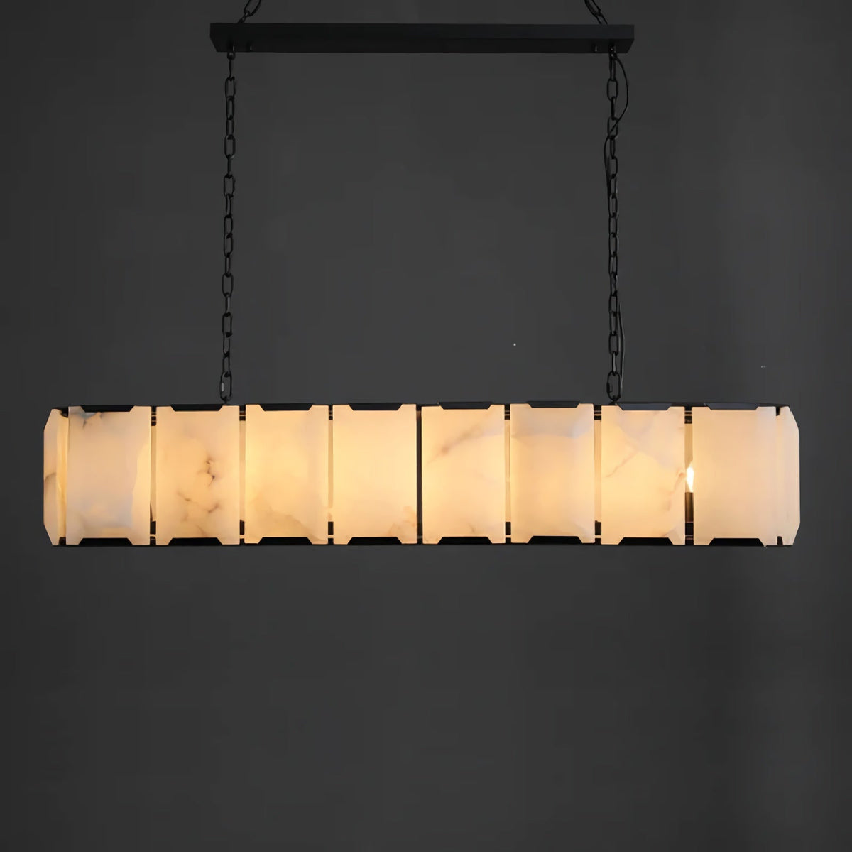 Norvain 54 Inch Alabaster Rectangular Chandelier