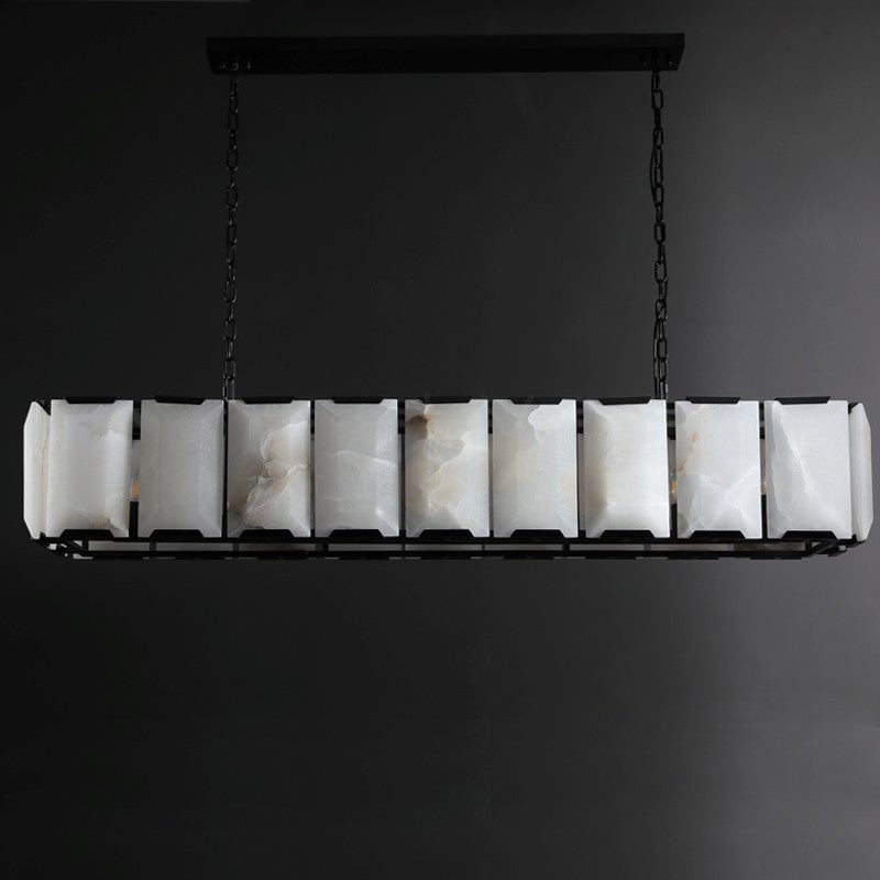Norvain 60 Inch Alabaster Rectangular Chandelier
