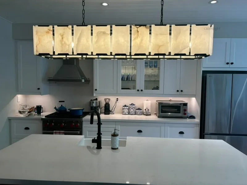 Norvain 60 Inch Alabaster Rectangular Chandelier