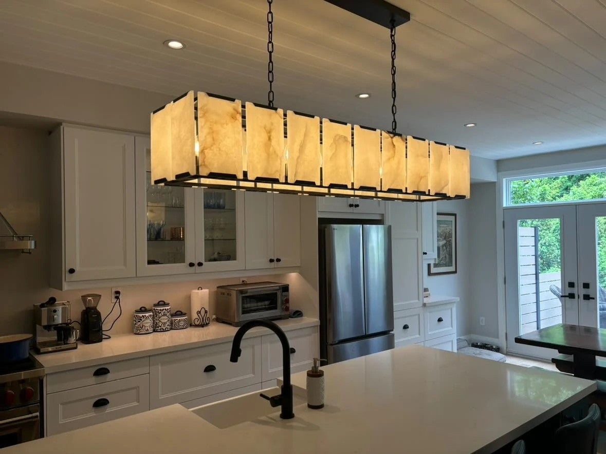 Norvain 60 Inch Alabaster Rectangular Chandelier