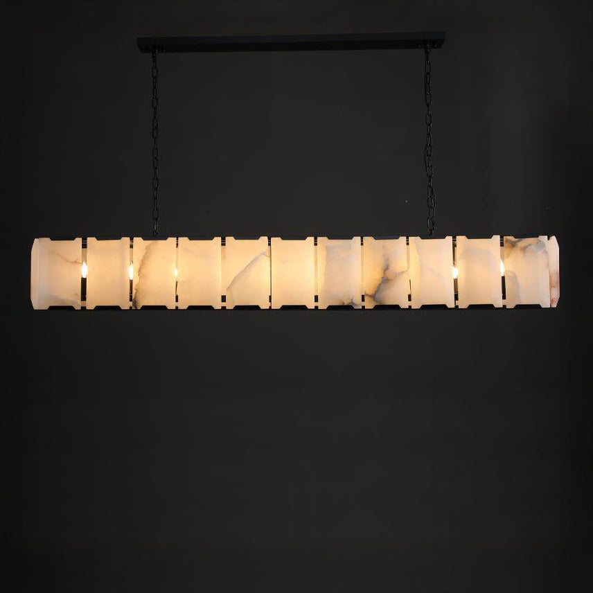 Norvain 74 Inch Alabaster Rectangular Chandelier