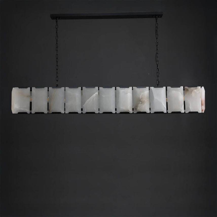 Norvain 74 Inch Alabaster Rectangular Chandelier