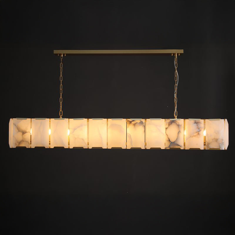 Norvain 74 Inch Alabaster Rectangular Chandelier