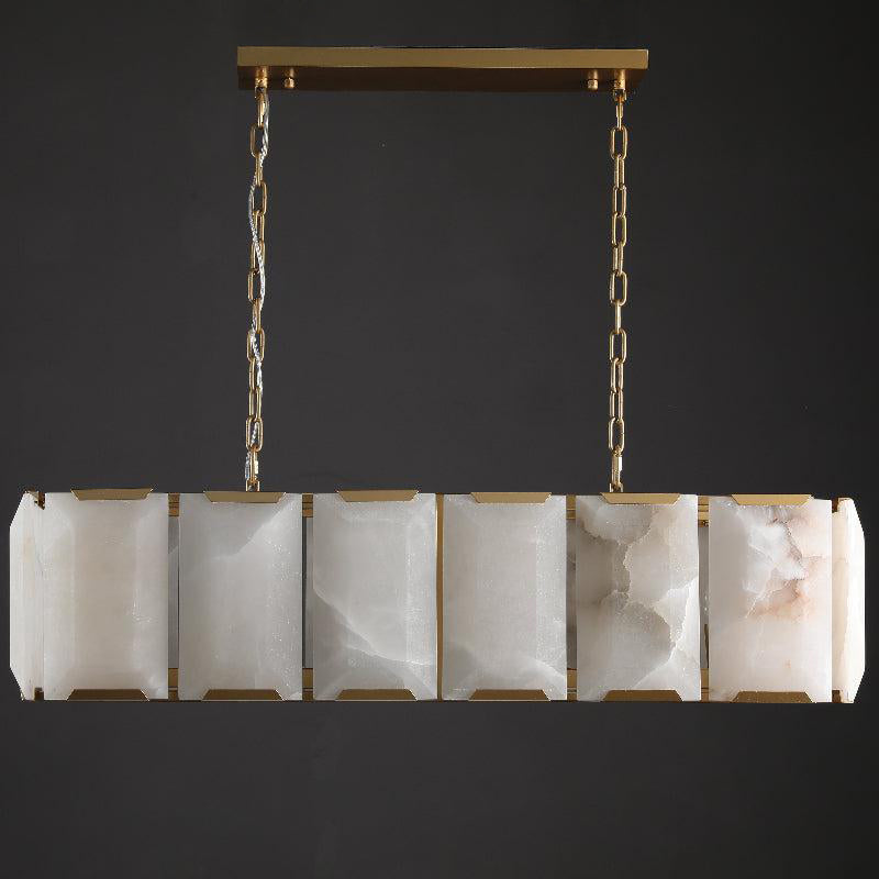 Norvain 42 Inch Alabaster Rectangular Chandelier