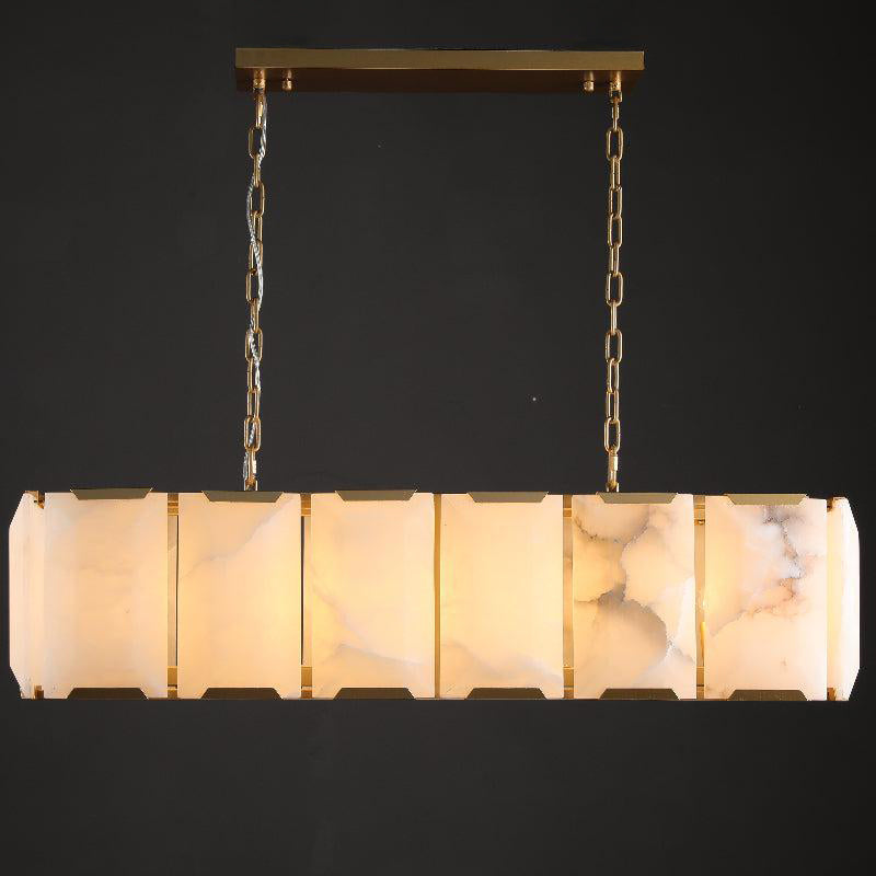 Norvain 42 Inch Alabaster Rectangular Chandelier