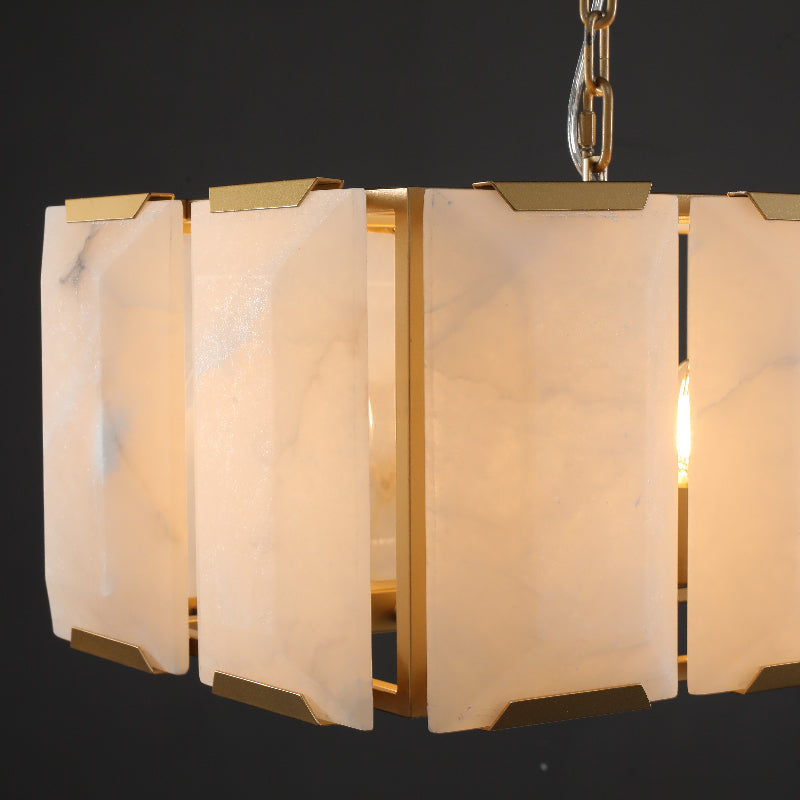 Norvain 42 Inch Alabaster Rectangular Chandelier