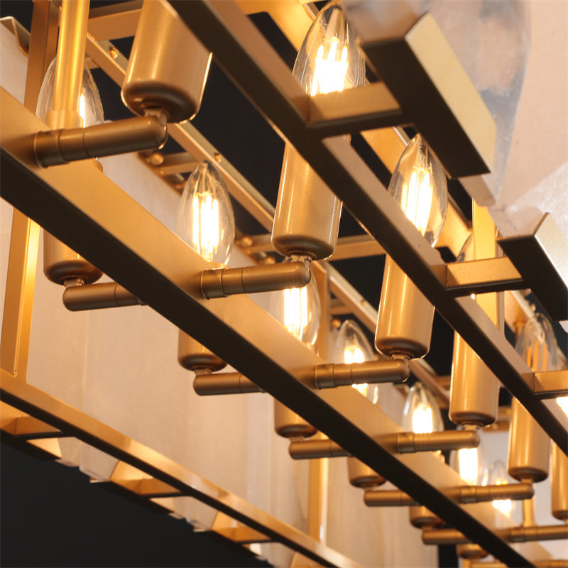 Norvain 54 Inch Alabaster Rectangular Chandelier