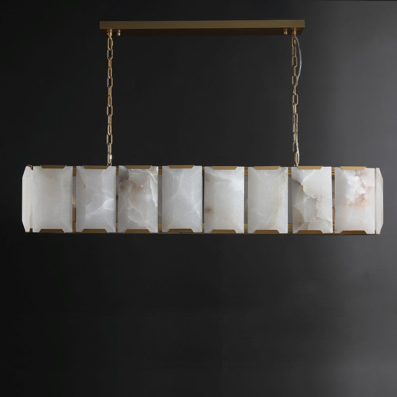 Norvain 54 Inch Alabaster Rectangular Chandelier