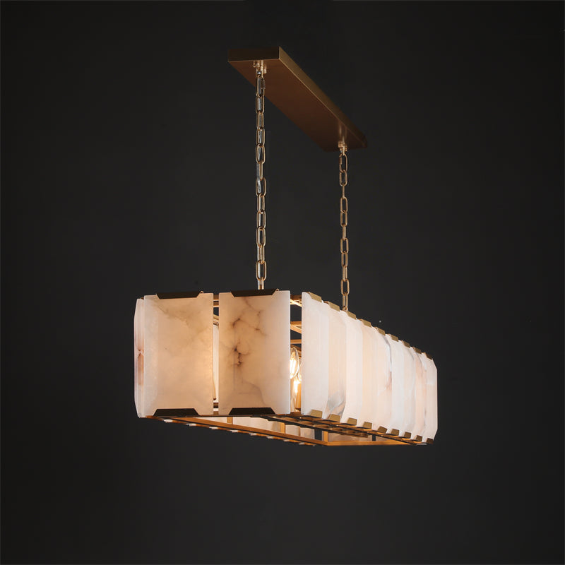Norvain 60 Inch Alabaster Rectangular Chandelier