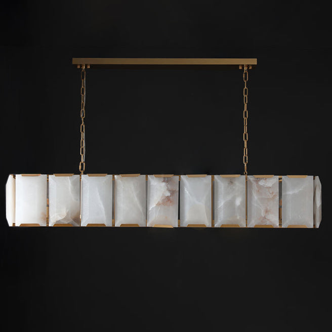 Norvain 60 Inch Alabaster Rectangular Chandelier