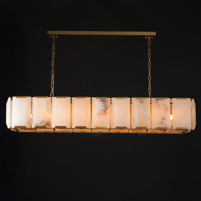 Norvain 60 Inch Alabaster Rectangular Chandelier