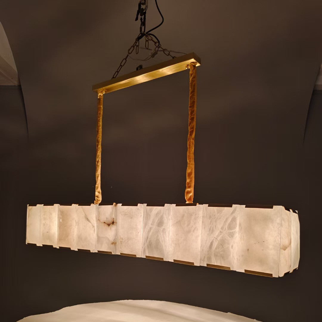 Norvain 60 Inch Alabaster Rectangular Chandelier